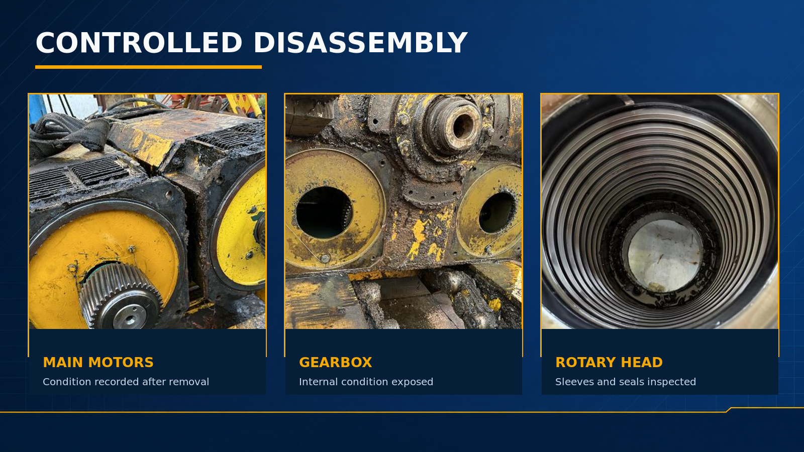Controlled Disassembly NOV TDS-11SA top drive disassembly in workshop